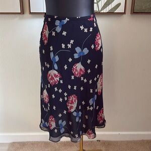 3/$10 Ann Taylor A-Line Skirt with Red and Blue Floral Design